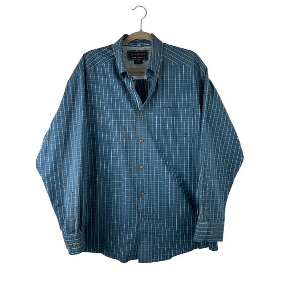 Ariat Pro Series Button Down Shirt Mens XLarge Blue Long Sleeve Check - Picture 13 of 13